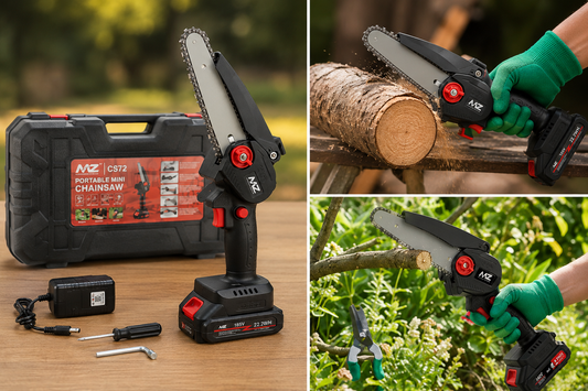 MZ CS72 Portable Mini Chainsaw – 6-Inch Cordless Electric Pruning Saw with High-Torque Motor